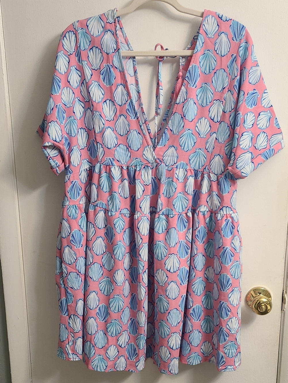 NWOT Simply Southern Women's Bright Pink/Blue Short Sleeves Dress/cover up  Sz S